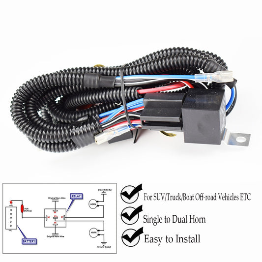 Universal Car Horn Wiring Harness Relay Kit For Grille Mount Blast Tone Horns - Little Buggers Club - Mod Shop
