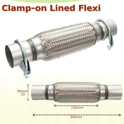 Universal 50x305mm Exhaust Flexi Pipe With Clamps - Little Buggers Club - Mod Shop