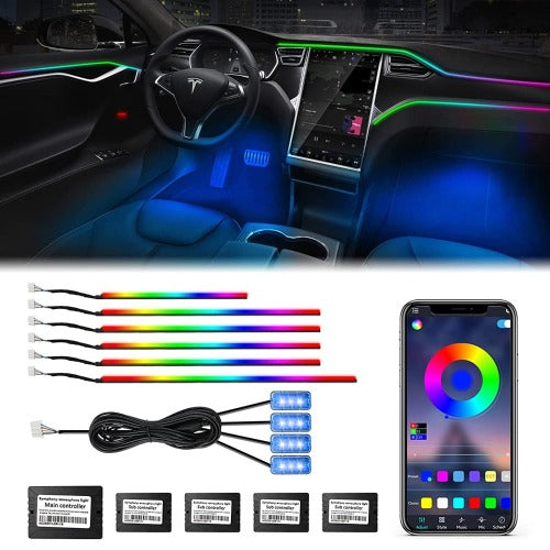 18IN1 Neon Car Interior Ambient Fiber Optic RGB Light Strip - Little Buggers Club - Mod Shop