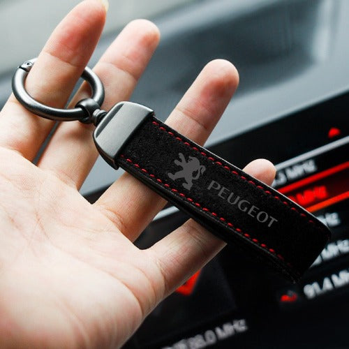 1Pc Alloy Suede Pu Leather Ｍetal Styling Keyring For Peugeot - Little Buggers Club - Mod Shop